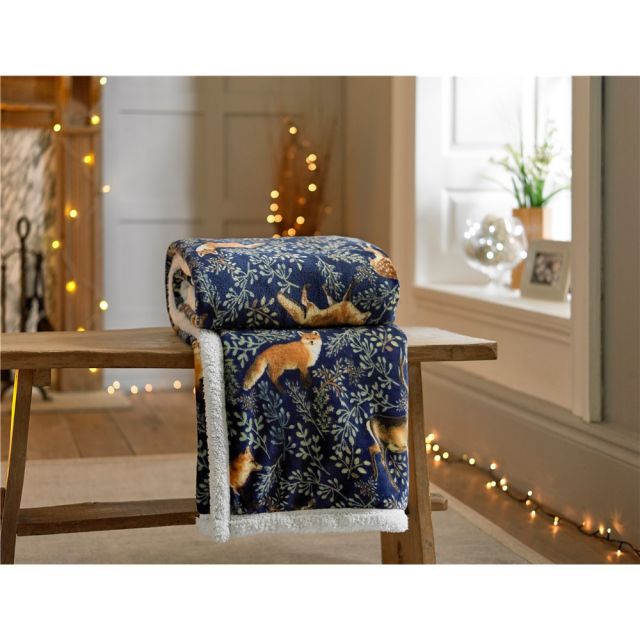 Fox And Deer Fleece Throw 140x180cm