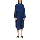 Print Belted Dress - Navy