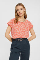 Slub Stripe T-Shirt - Orange Red