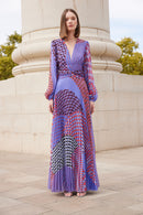 Long Pleated Dress - Purple