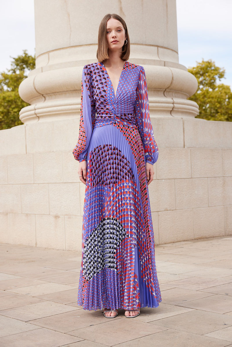 Long Pleated Dress - Purple
