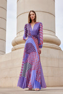 Long Pleated Dress - Purple