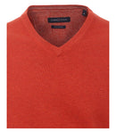 Plain V-neck Jumper - Dark Orange