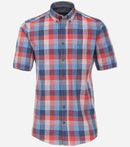 Comfort Fit Button Down Check Shirt - Red