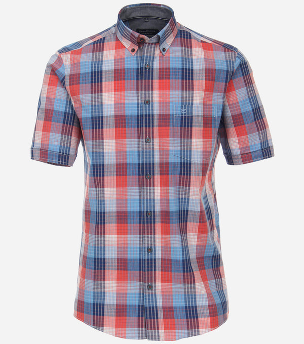 Comfort Fit Button Down Check Shirt - Red