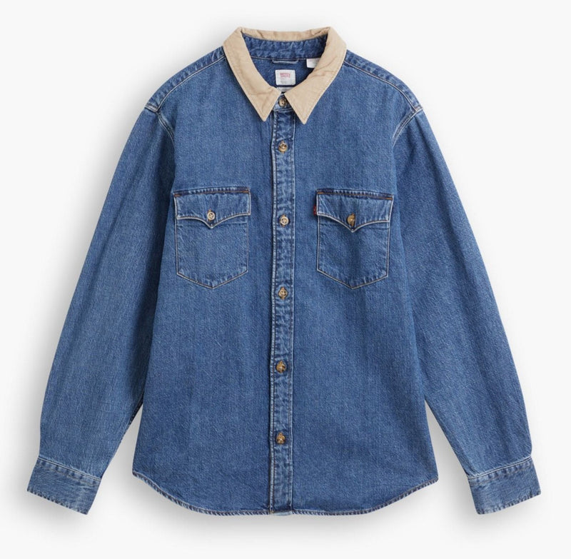 Relaxed Fit Western Shirt - Blue Stonewash