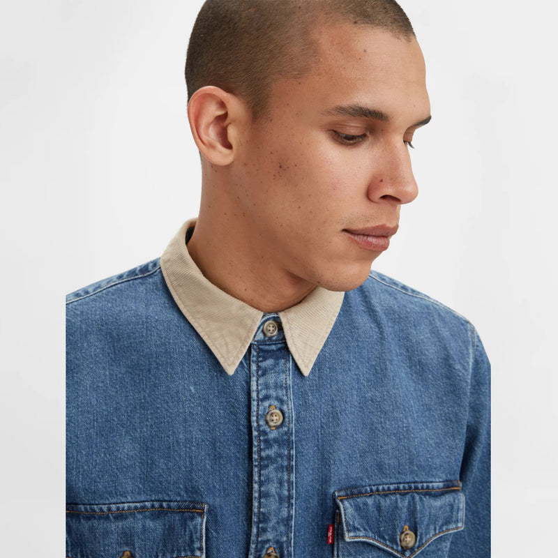 Relaxed Fit Western Shirt - Blue Stonewash