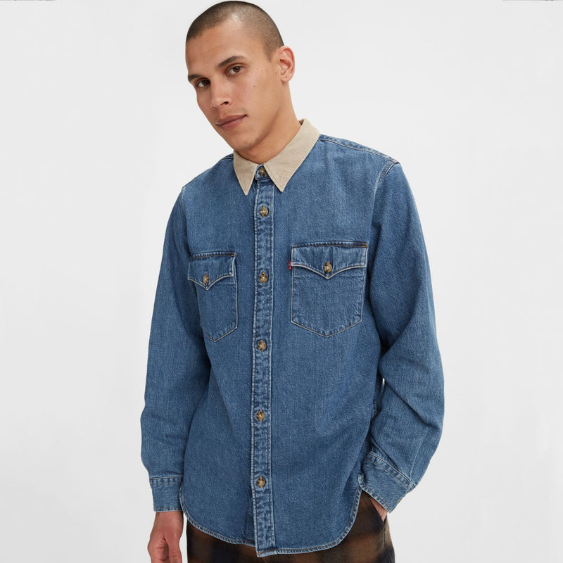 Relaxed Fit Western Shirt - Blue Stonewash