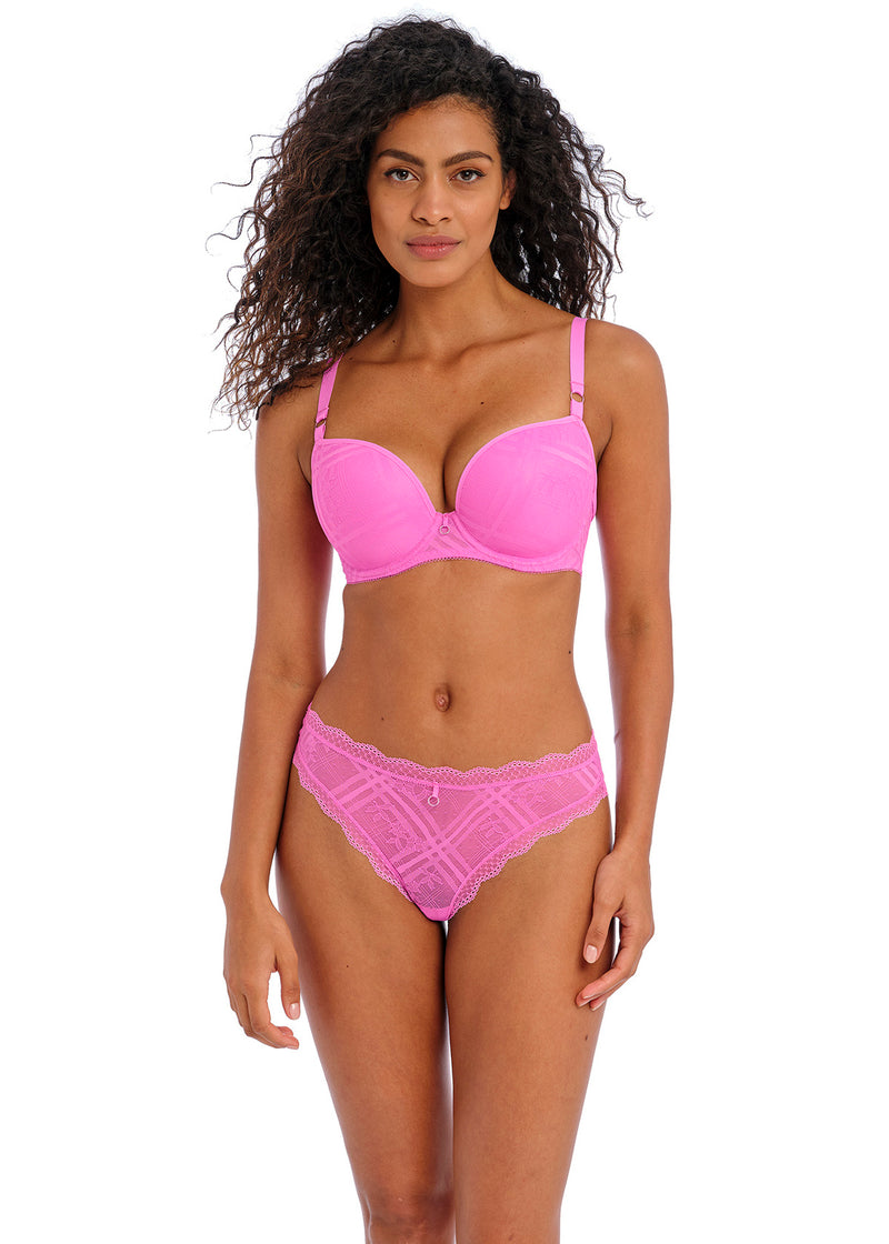 Fatale Underwire Moulded Plunge Bra - Candy Blossom