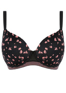 Wild Underwire Demi Plunge Mould Bra - Black Rose