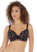 Wild Underwire Demi Plunge Mould Bra - Black Rose