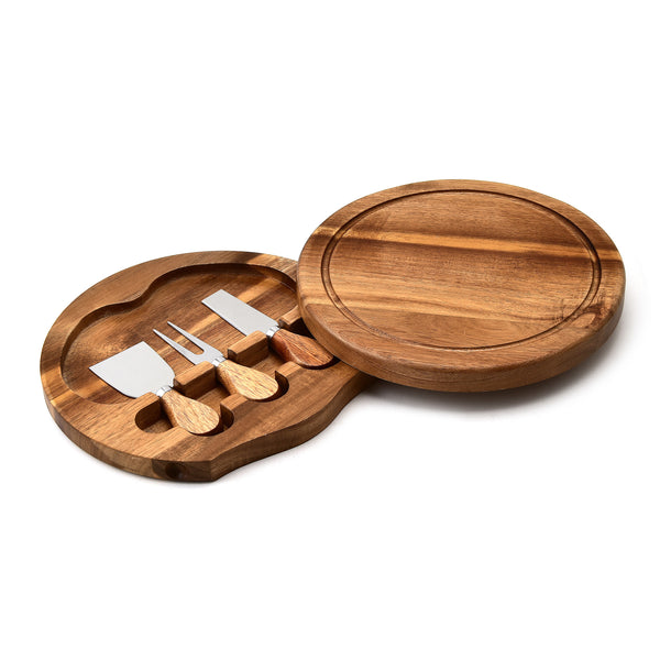 Round Acacia Cheeseboard Set