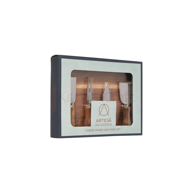 Artesà Acacia Wood Cheese Board & Knife Set