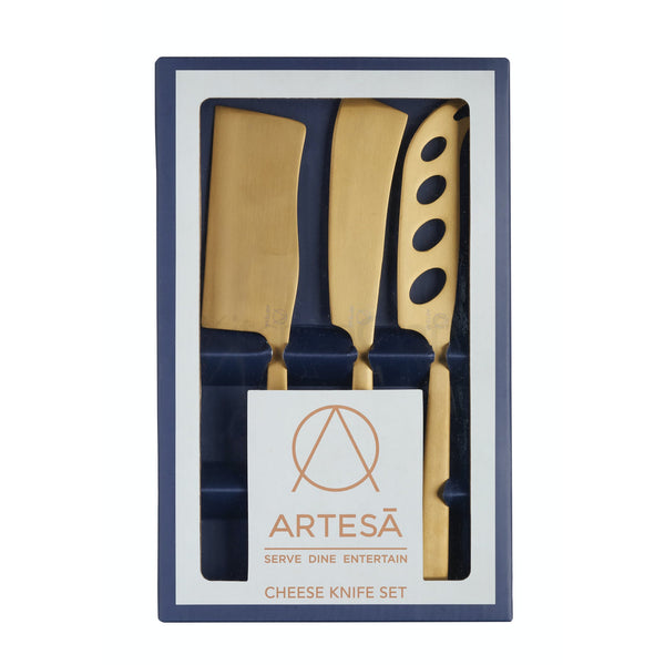 Artesà 3-Piece Set of Brass Coloured Cheese Knives