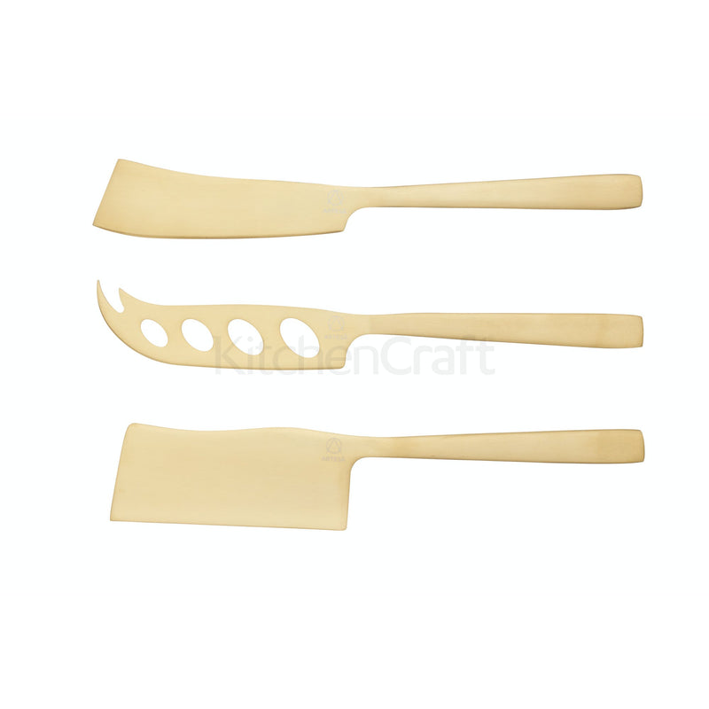 Artesà 3-Piece Set of Brass Coloured Cheese Knives