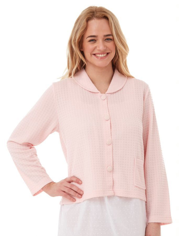 Waffle Bed Jacket - Pink