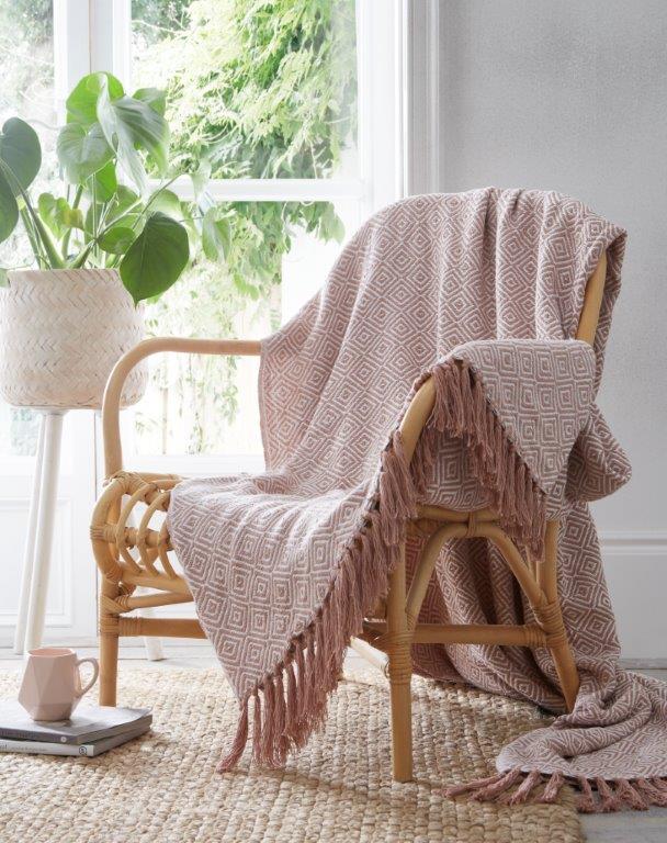 Ascot Cotton Throw Pink - 130x170cm