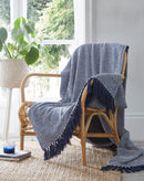 Ascot Cotton Throw Navy - 228x250cm