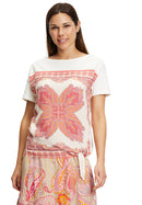 Bateau Neck Paisley Blouse - Cream/Rose