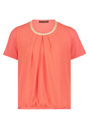 Bateau Neck Paisley Blouse - Coral Red