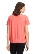 Bateau Neck Paisley Blouse - Coral Red