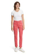 Slim Fit Plain Trousers - Coral Red