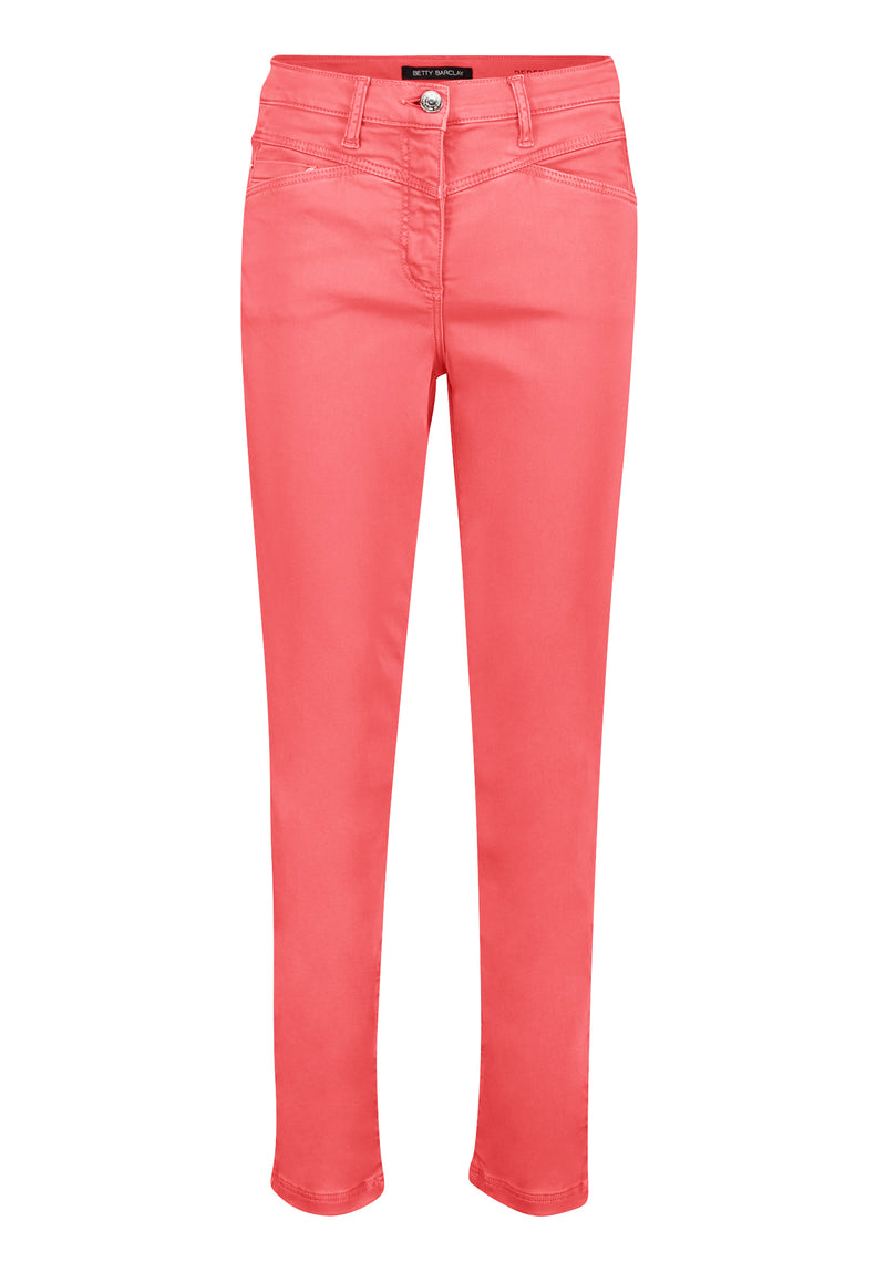 Slim Fit Plain Trousers - Coral Red