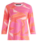 3/4 Sleeve Round Neck Tee - Pink/Rose