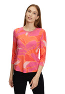 3/4 Sleeve Round Neck Tee - Pink/Rose