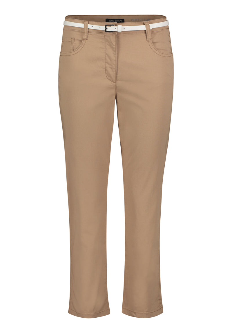Slim Fit 7/8 Length Trouser - Camel Beige