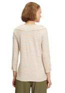 Bateau Neck Stripe T-Shirt - Camel/Cream