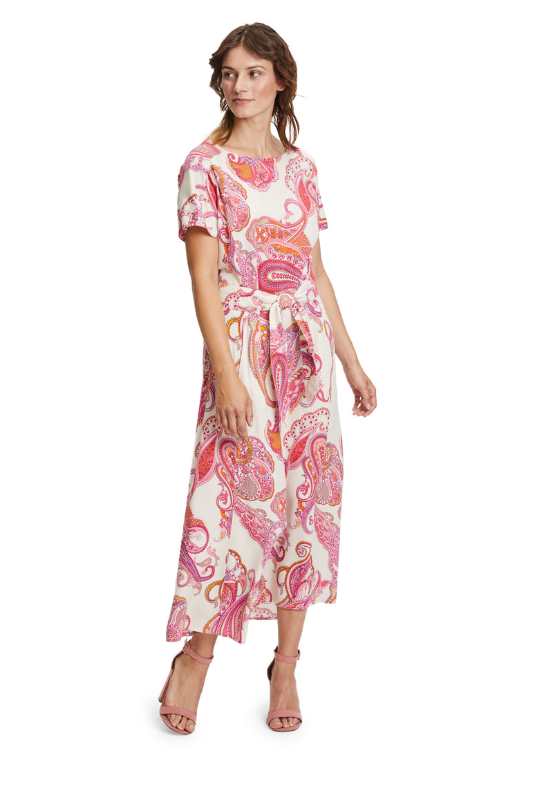 Paisley Print Dress - Beige/Rose
