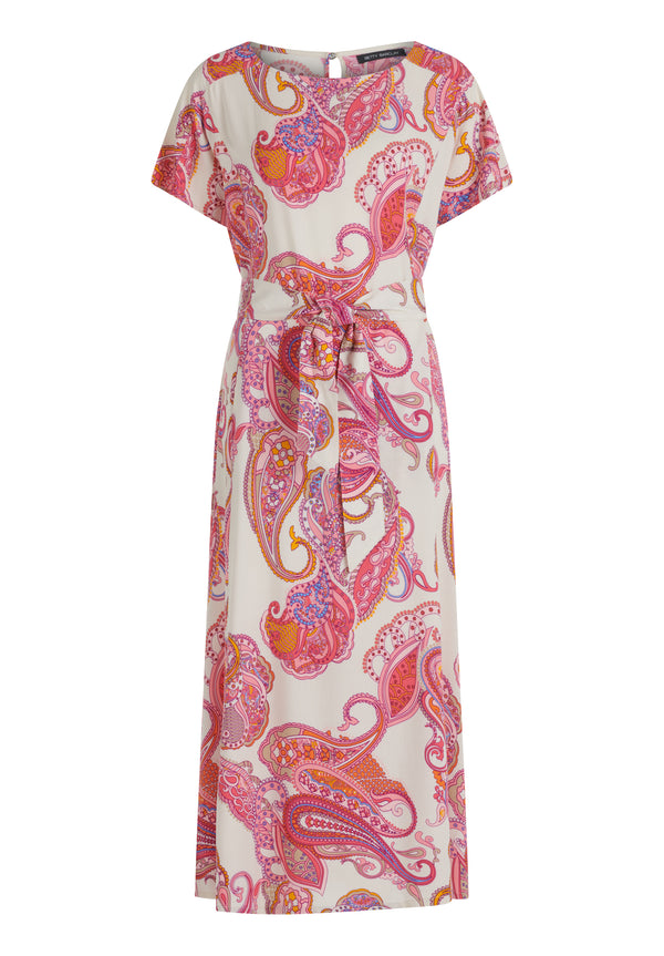 Paisley Print Dress - Beige/Rose