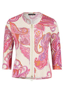 2 Way Zip Paisley Jacket - Beige/Rose