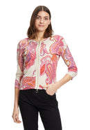 2 Way Zip Paisley Jacket - Beige/Rose