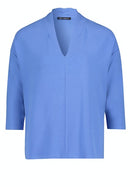 3/4 Sleeve V Neck T-Shirt - Aqua Blue