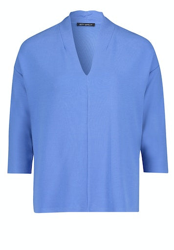 3/4 Sleeve V Neck T-Shirt - Aqua Blue