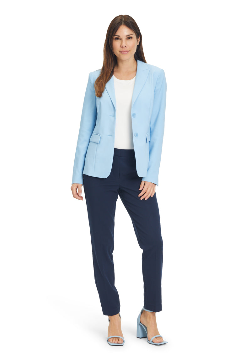 Fitted Piped Pockets Blazer - Dusk Blue