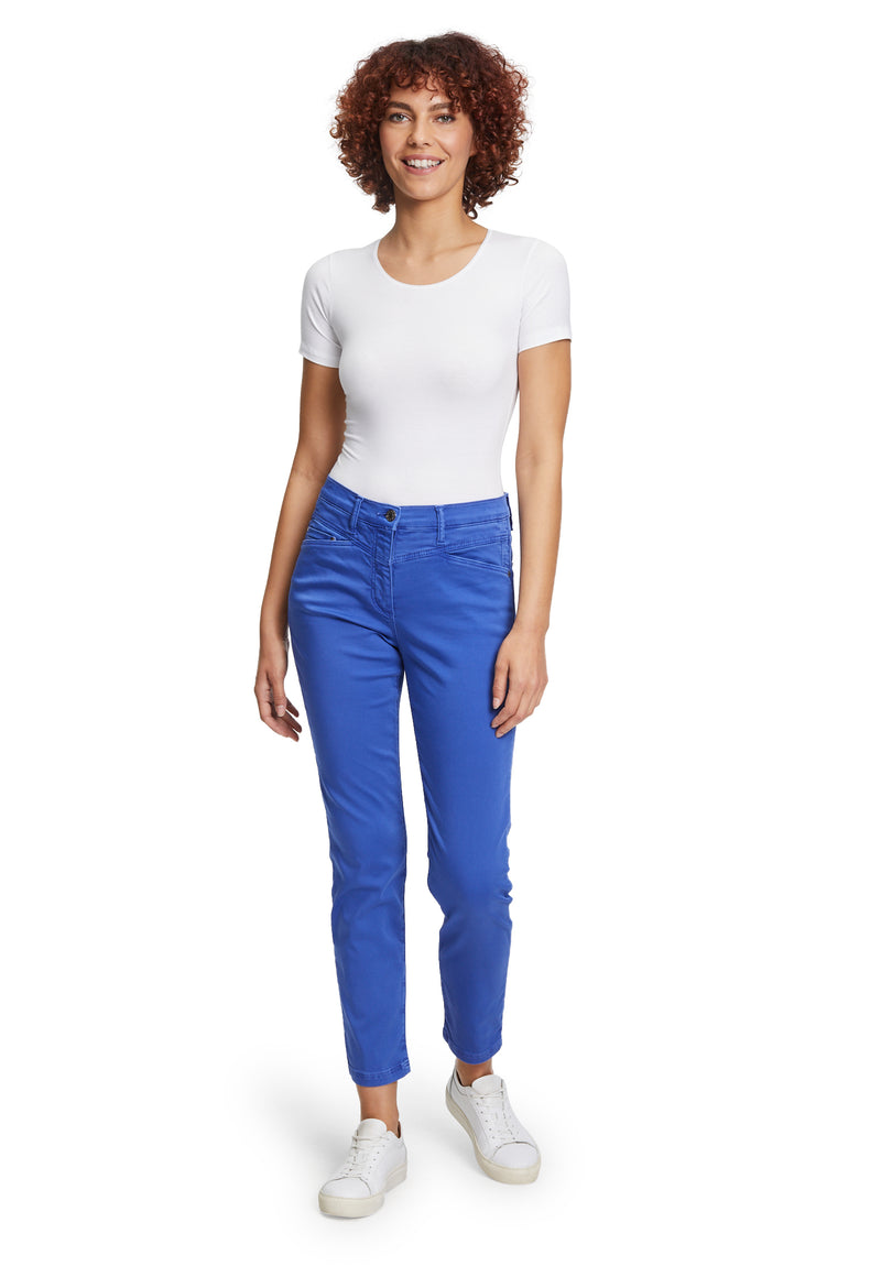 Slim Fit Plain Trousers - Adria Blue
