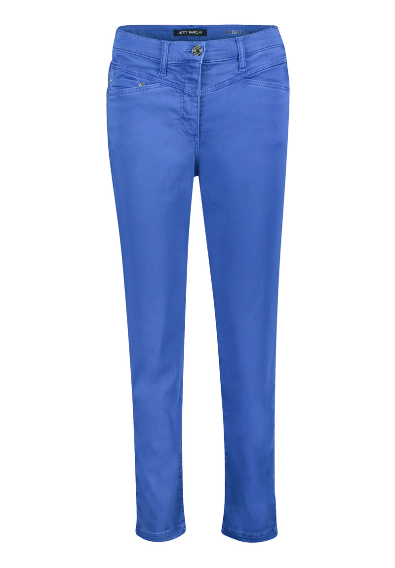 Slim Fit Plain Trousers - Adria Blue