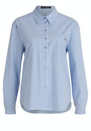 Patch Pockets Shirt Blouse - Blue/white