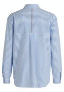 Patch Pockets Shirt Blouse - Blue/white