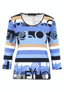 3/4 Sleeve Round Neck Tee - Dark Blue/blue