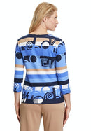 3/4 Sleeve Round Neck Tee - Dark Blue/blue