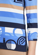 3/4 Sleeve Round Neck Tee - Dark Blue/blue