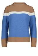 Stand Up Collar Jumper - Patch Blue/camel