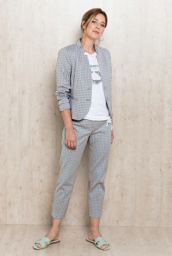 Ray Of Light Stand Up Collar Blazer - Grey