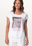 Pink It Up Front Applique T-Shirt - White