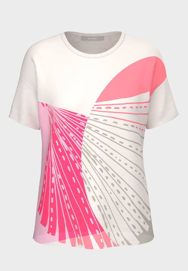 Pink It Up Front Print Shirt - Cream