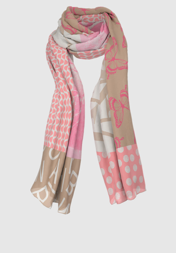 Pink It Up Print Scarf - Red